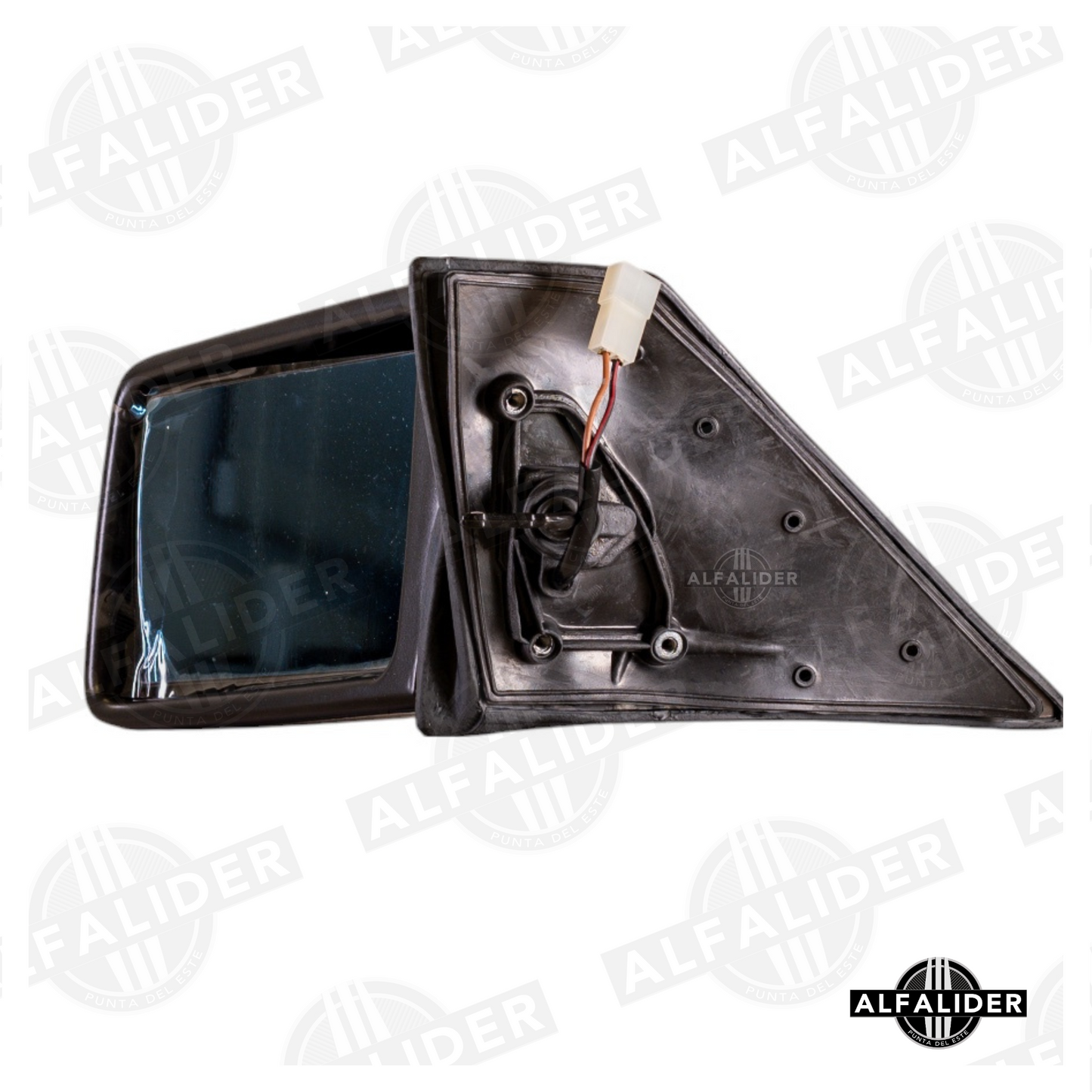 Retrovisor exterior izquierdo A1248104916 para Mercedes-Benz W124 y W201, con cristal plano calefactable y montaje robusto.