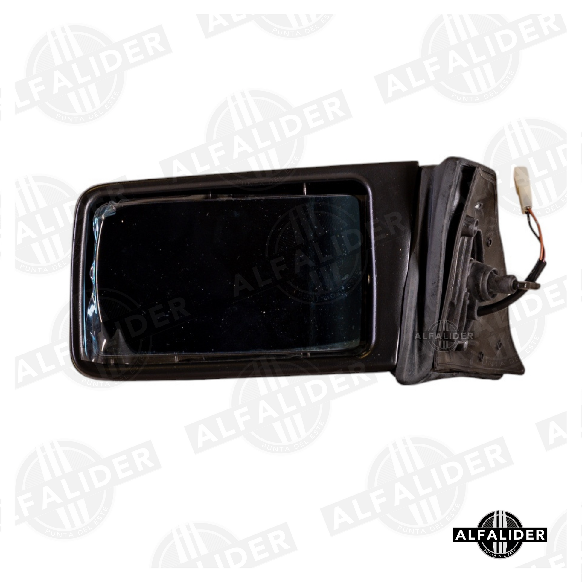 Retrovisor exterior izquierdo A1248104916 para Mercedes-Benz W124 y W201, con cristal plano calefactable y montaje robusto.