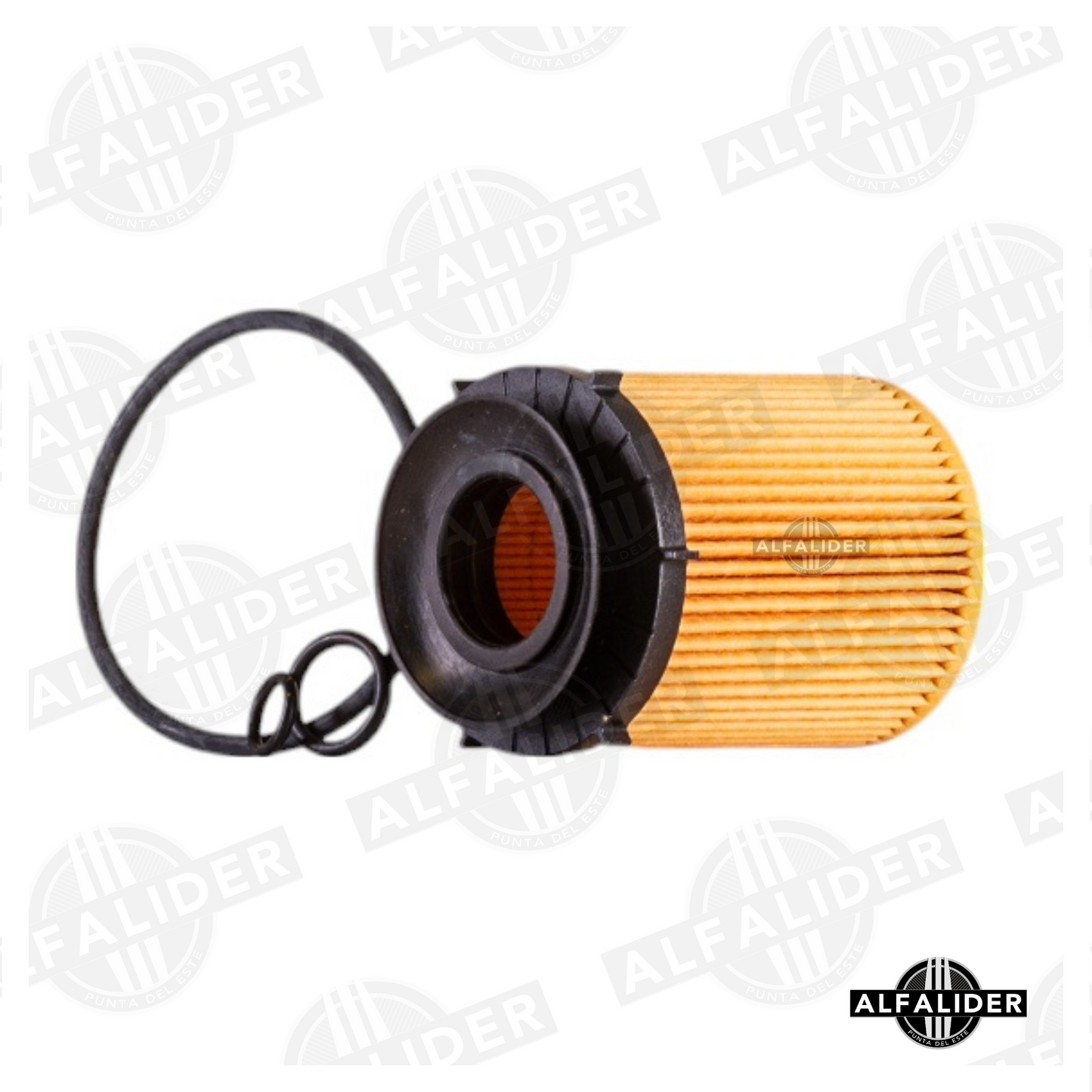 Filtro de aceite A2701800109 tipo cartucho para motor Mercedes-Benz 2.0 turbo, con anillos de sellado y diseño preciso de 141 mm.