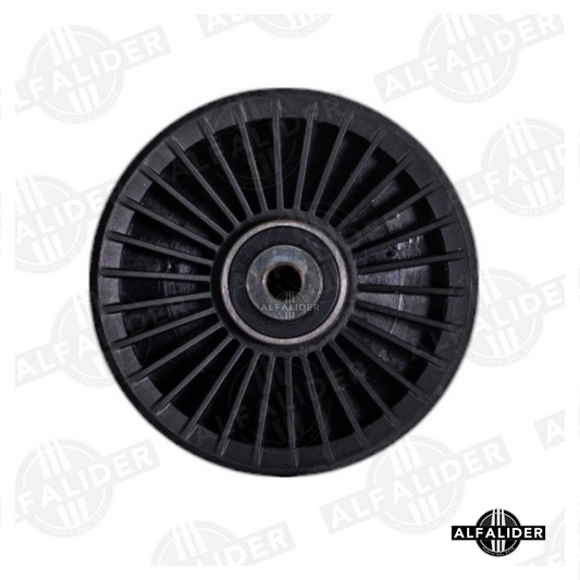 Polea de inversión A6112340293 para motor Mercedes-Benz OM611, 6 nervaduras, plástico resistente y diseño para alineación precisa.