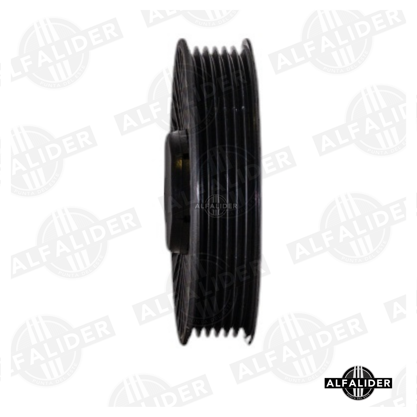 Polea de inversión A6112340293 para motor Mercedes-Benz OM611, 6 nervaduras, plástico resistente y diseño para alineación precisa.