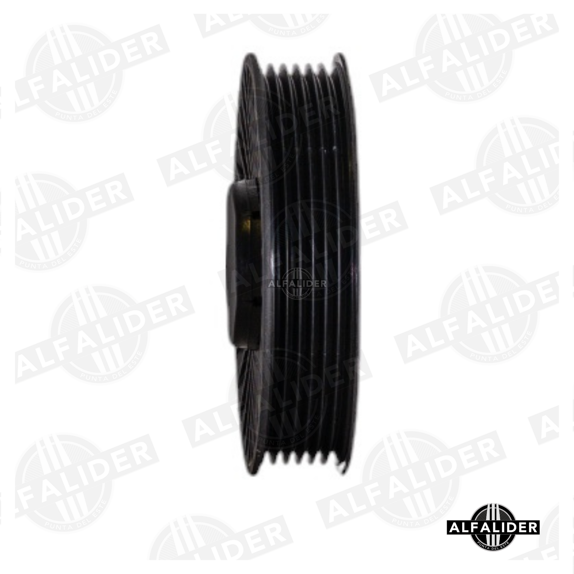 Polea de inversión A6112340293 para motor Mercedes-Benz OM611, 6 nervaduras, plástico resistente y diseño para alineación precisa.