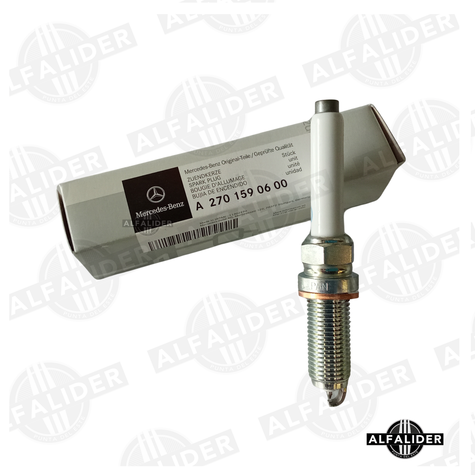 Bujía de iridio original Mercedes-Benz A2701590600, electrodo fino 0.6 mm para encendido eficiente y larga vida útil.