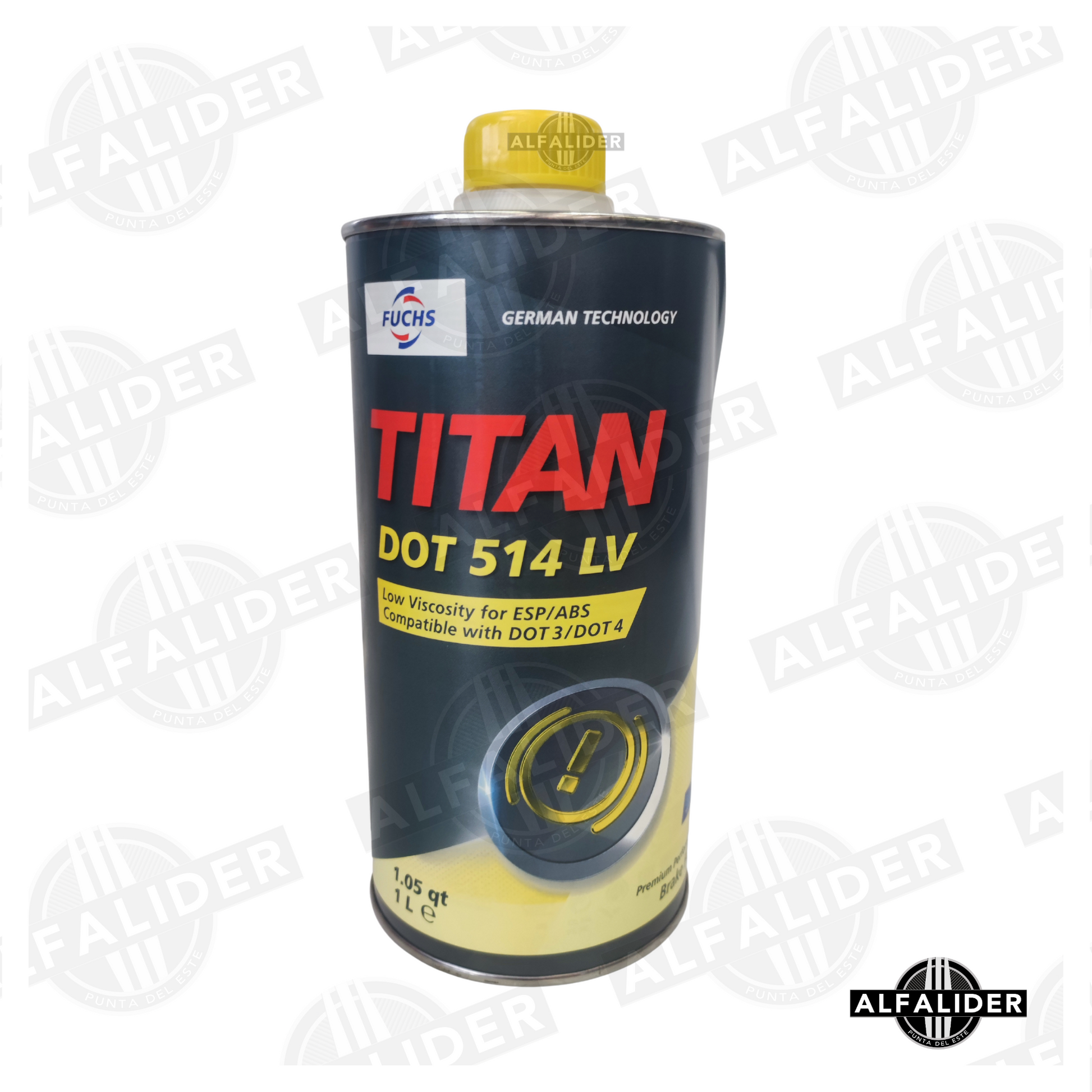 Botella Fuchs Titan DOT 514 LV, fluido de frenos de ultra baja viscosidad compatible con ABS/ESP y normas DOT 3, DOT 4 y DOT 5.1.